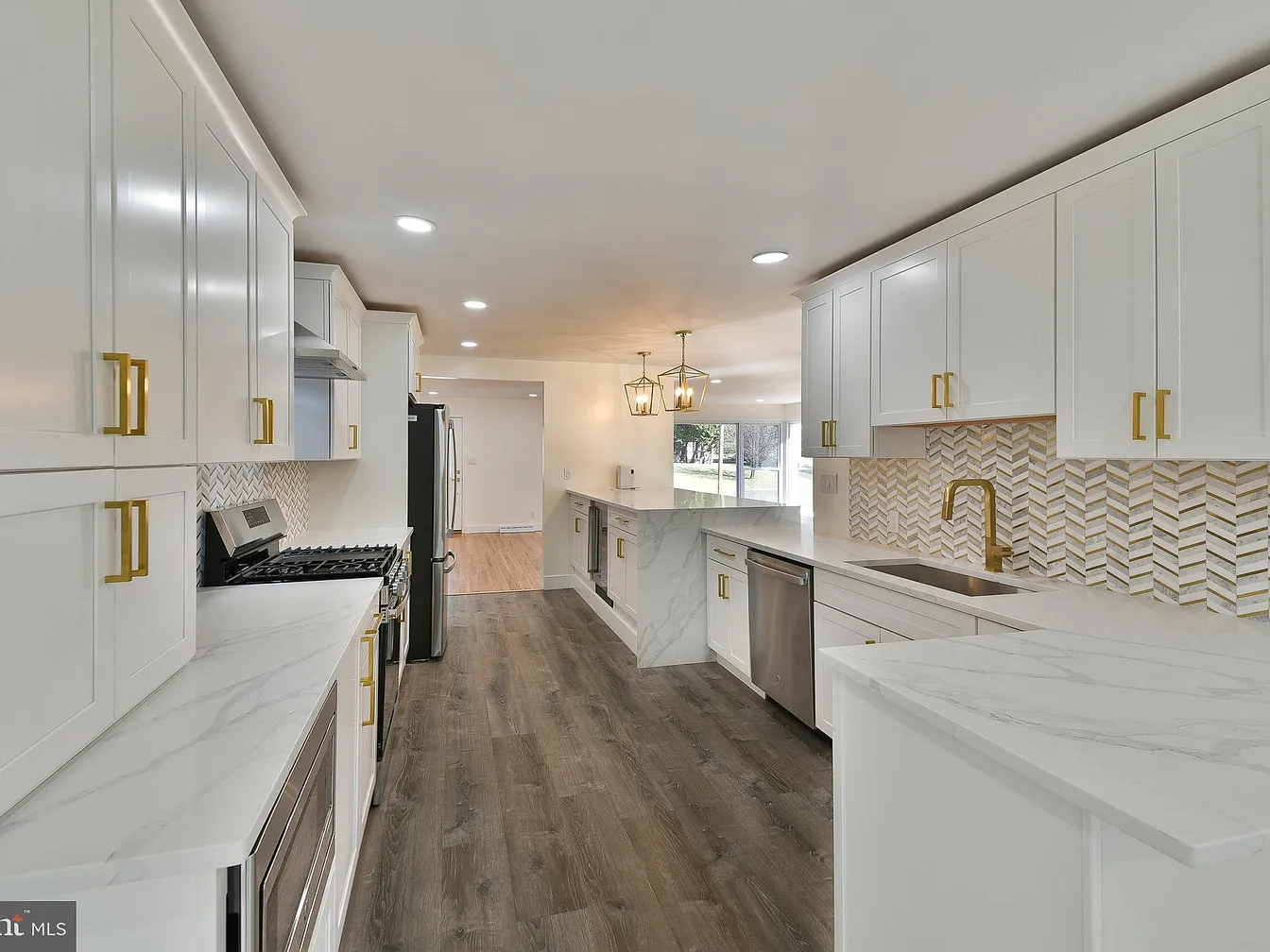 Renovated white kitchen at 620 Meadow Road